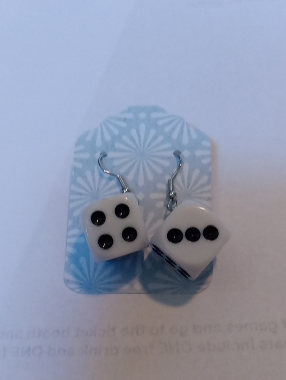 White & Black Dice Earrings
